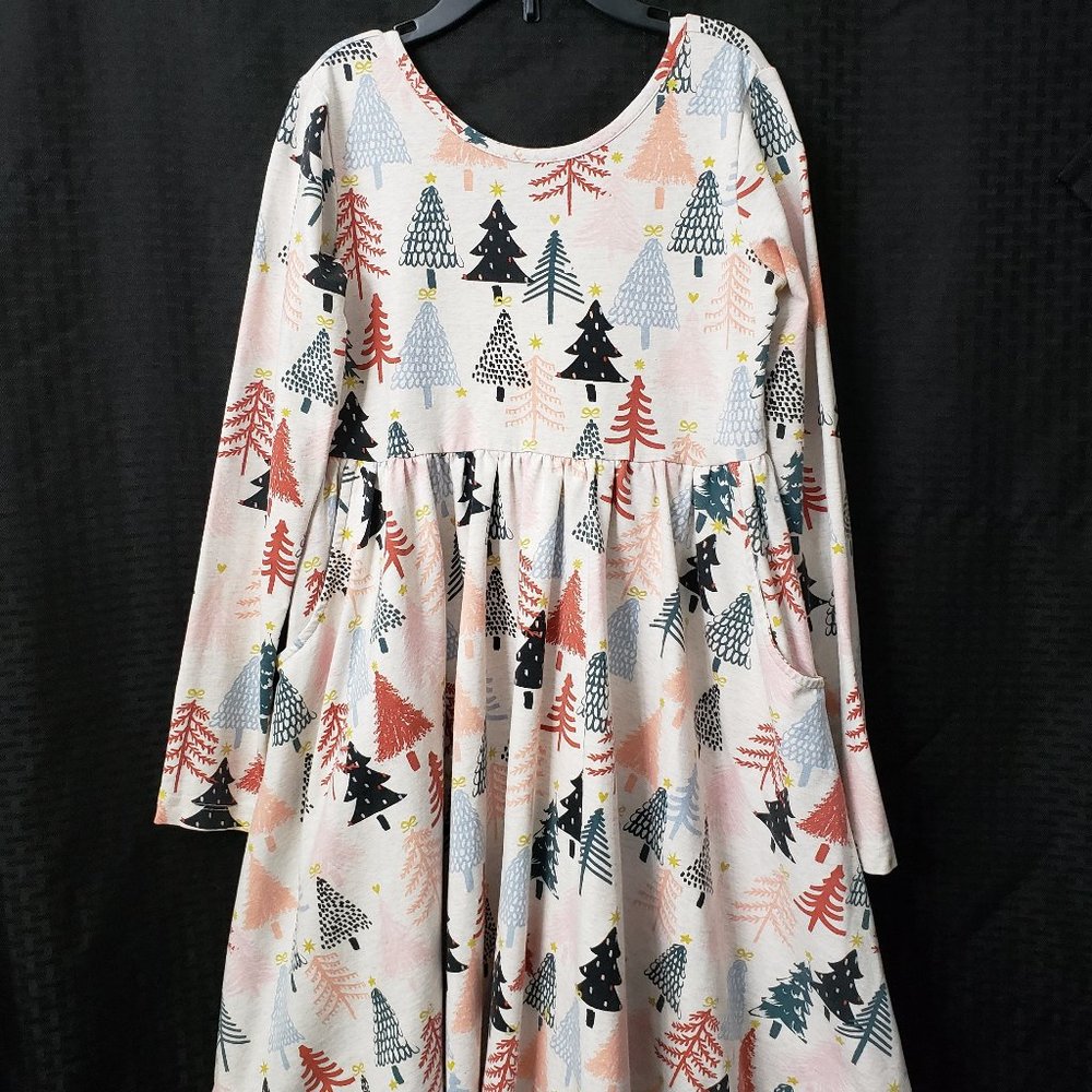 Hanna Andersson Christmas Tree Dress 10 140 Celebration Skater Aspen Holiday
